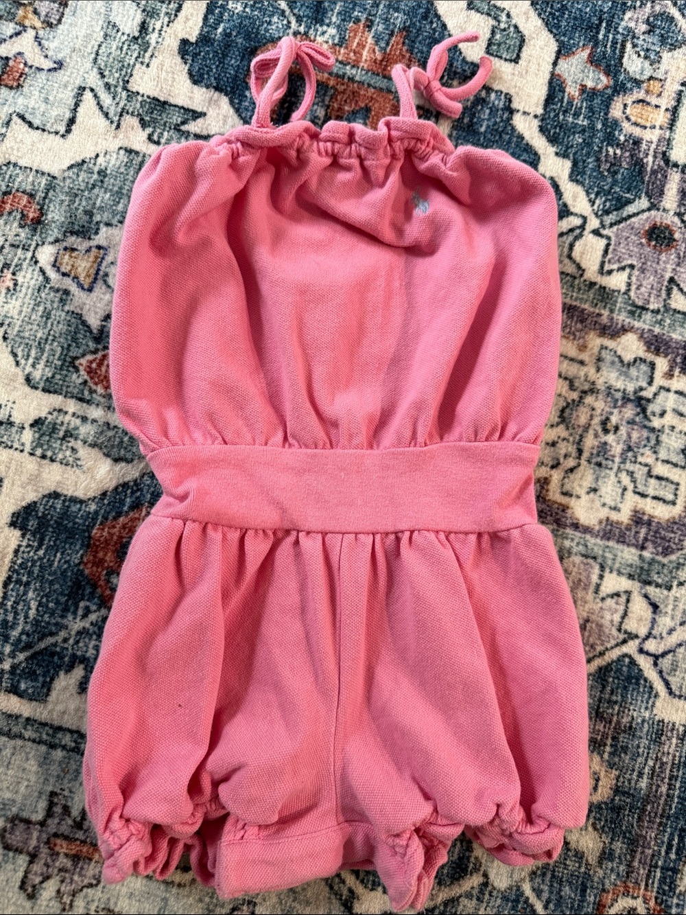 Girls Pink Knit Bubble Romper